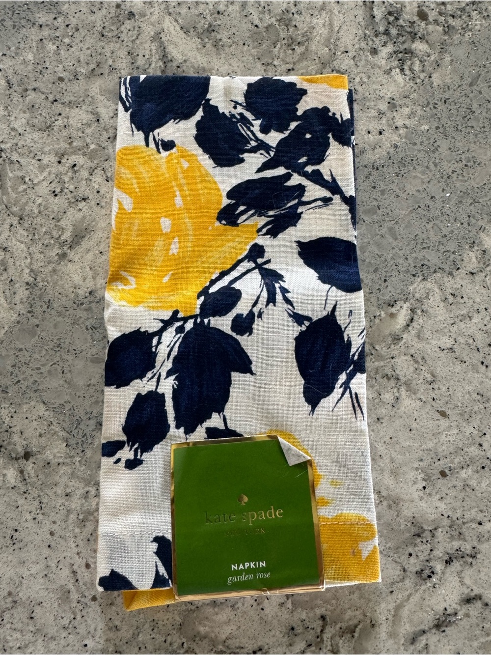 kate spade floral napkin in navy and yellow Garden Rose